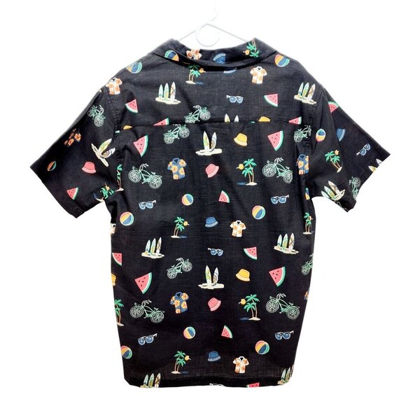 Mens Reverse Threads Black Short-Sleeve Shirt  Tropical Patent Casual Fit Size S - Picture 9 of 10